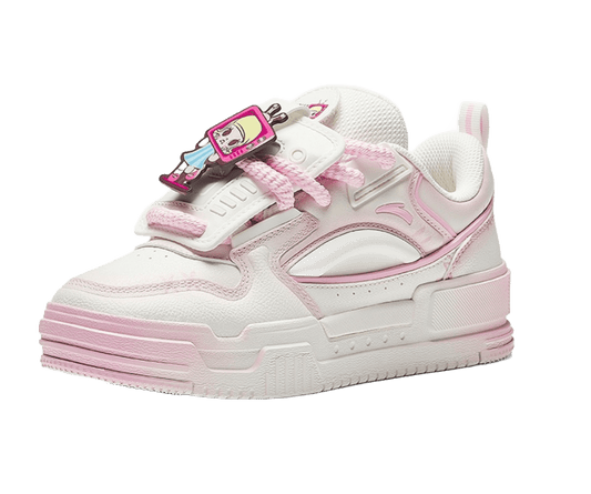 POP MART X Molly x Anta Collaboration 'TV SHOW' Low Top Casual Shoes Women's White Pink