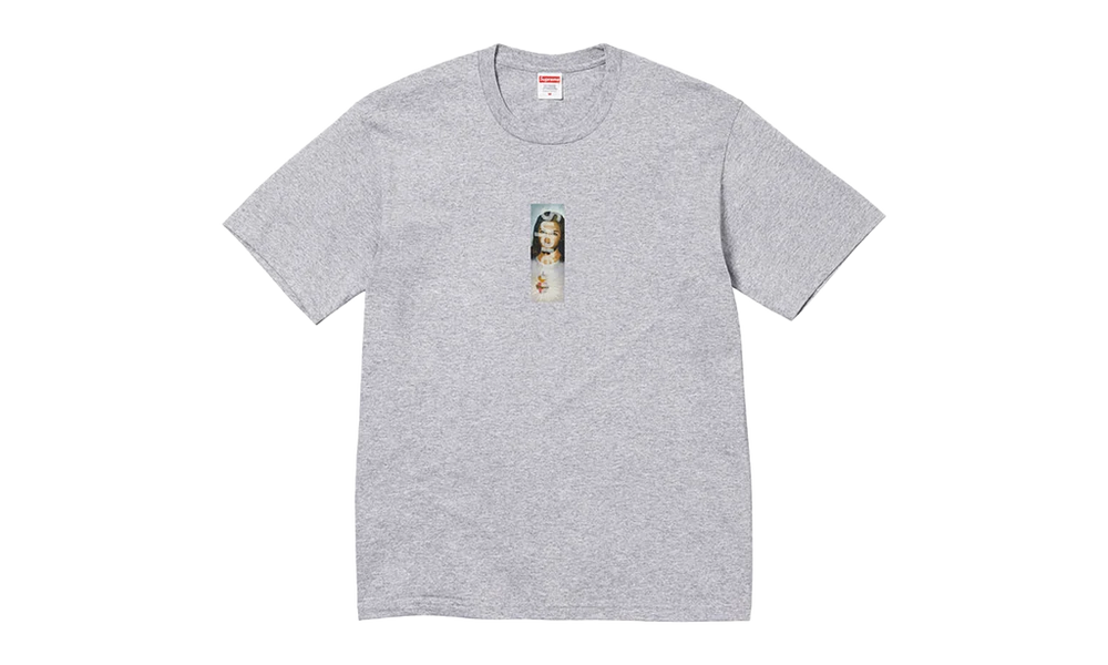 Supreme Prayer Card Box Logo Tee Heather Grey