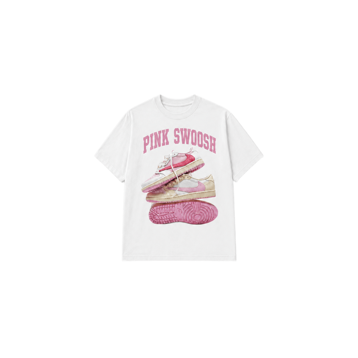 NewKing Pink Swoosh White Tee