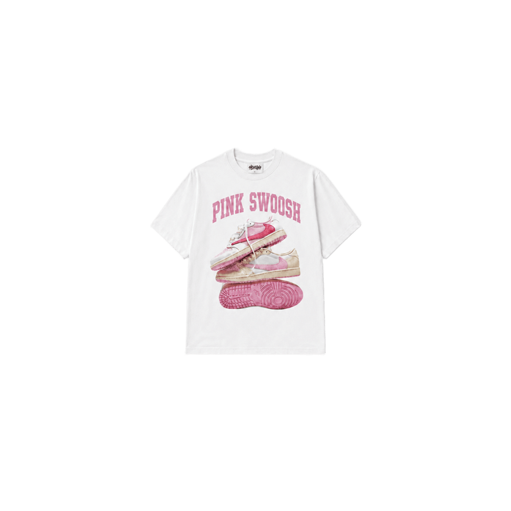 NewKing Pink Swoosh White Tee