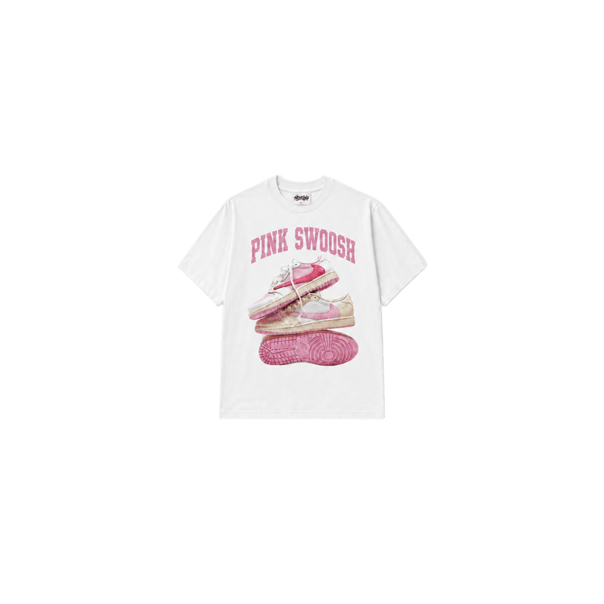 NewKing Pink Swoosh White Tee