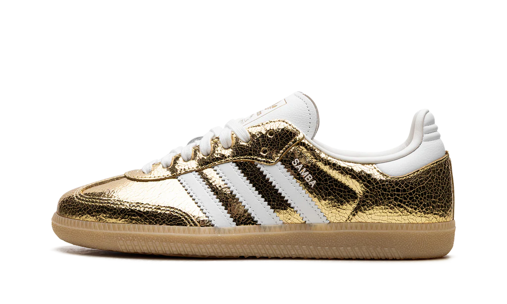 Adidas Samba OG Gold Metallic Cracked Leather (Women's)