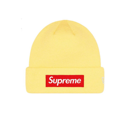 Supreme New Era Box Logo Beanie (FW22) Pale Yellow