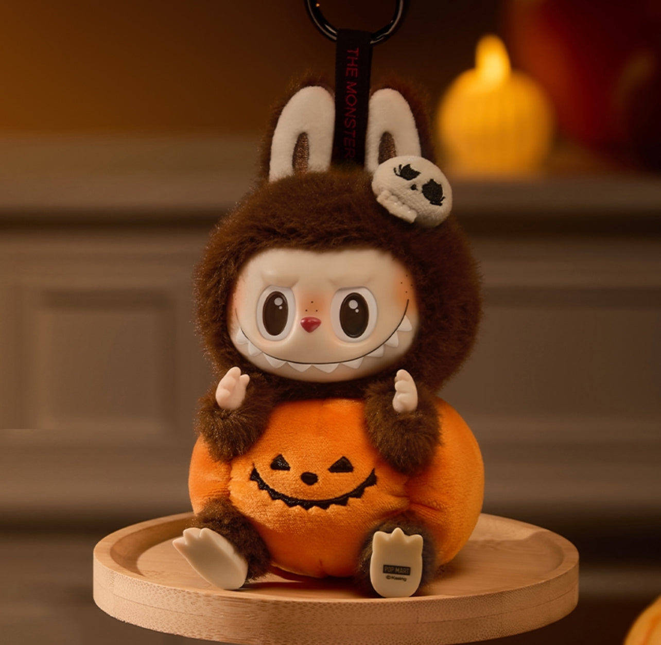 POP MART Labubu Happy Halloween Party Series-Citrouille assise Vinyle Peluche Pendentif