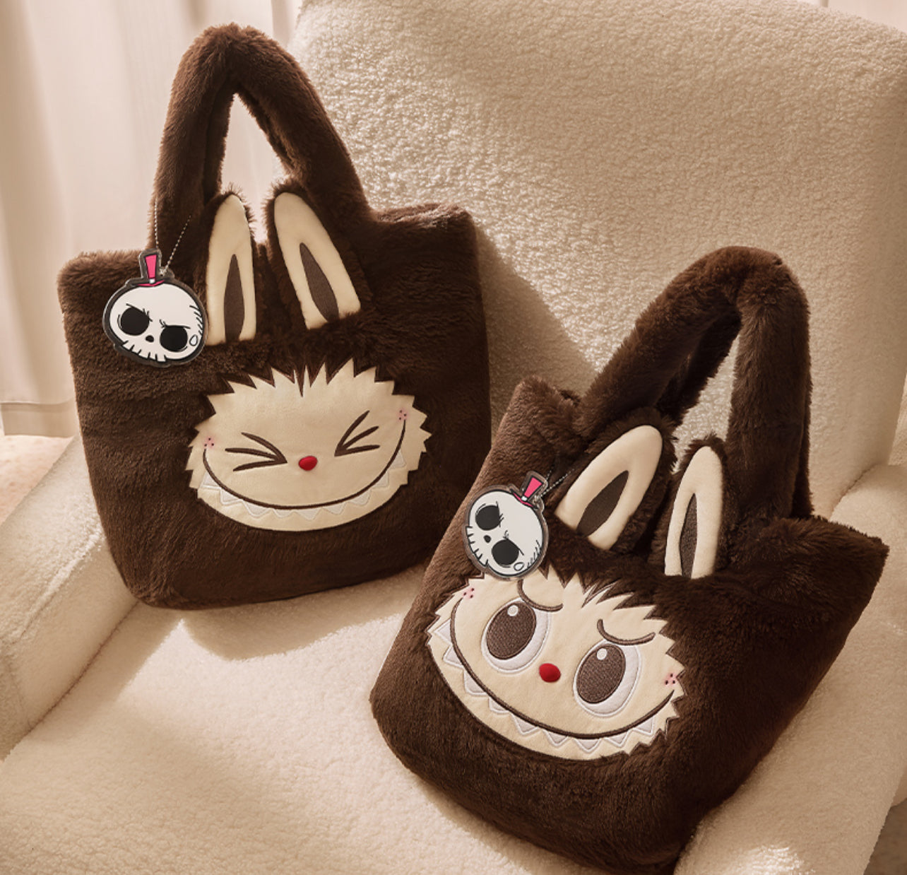 Pop Mart The Monsters Labubu Classic Bag Series Reversible Plush Bag Brown