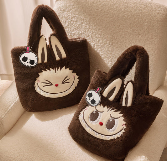 Pop Mart The Monsters Labubu Classic Bag Series Reversible Plush Bag Brown