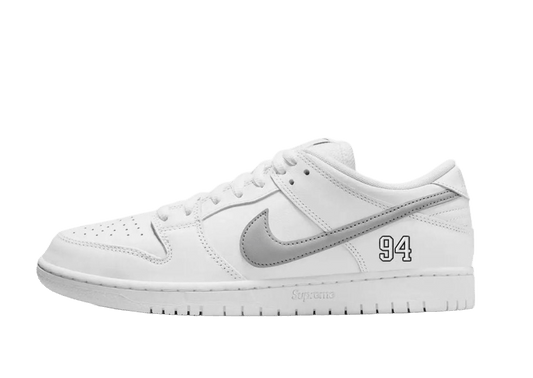 Nike SB Dunk Low Supreme 94 White Metallic Silver
