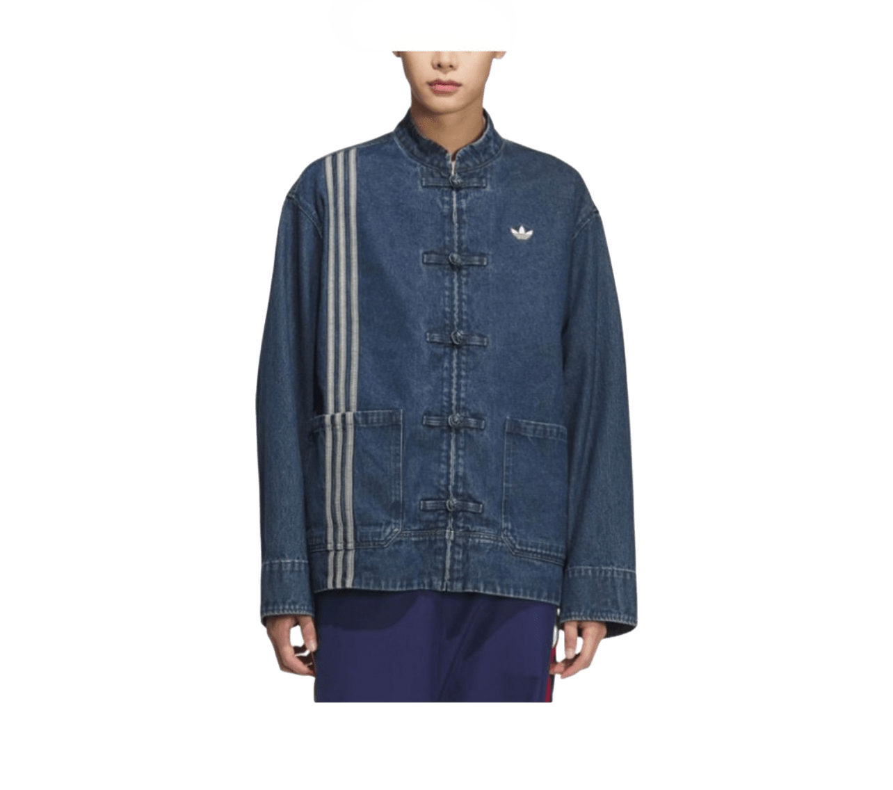 Adidas CTT Oversized Chinese Track Top 3.0 Gender Neutral Jacket (Asian Sizing) Medium Blue Denim