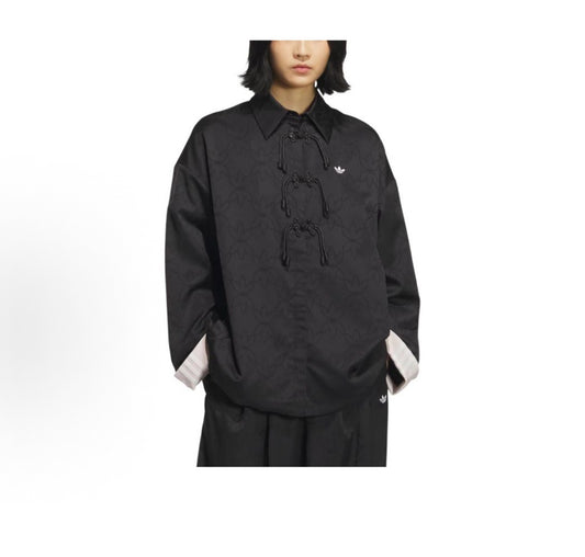 Adidas Womens New Chinese Loose Fit Shirt Jacket (Asia Sizing) Black