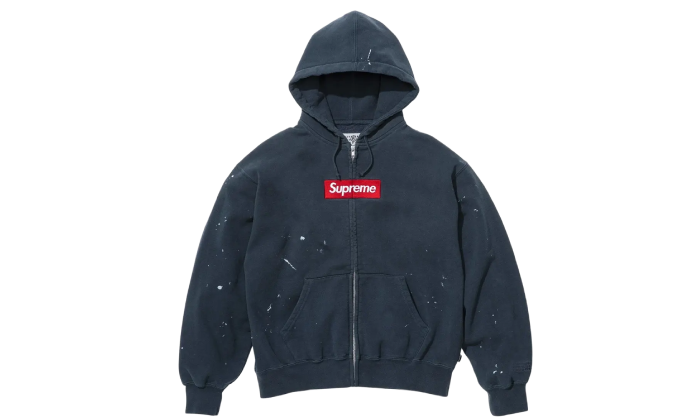 Supreme MM6 Maison Margiela Box Logo Zip Up Hooded Sweatshirt Navy
