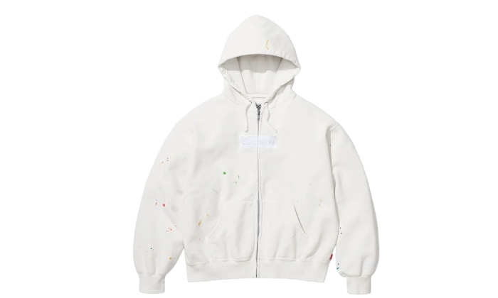 Supreme MM6 Maison Margiela Box Logo Zip Up Hooded Sweatshirt White