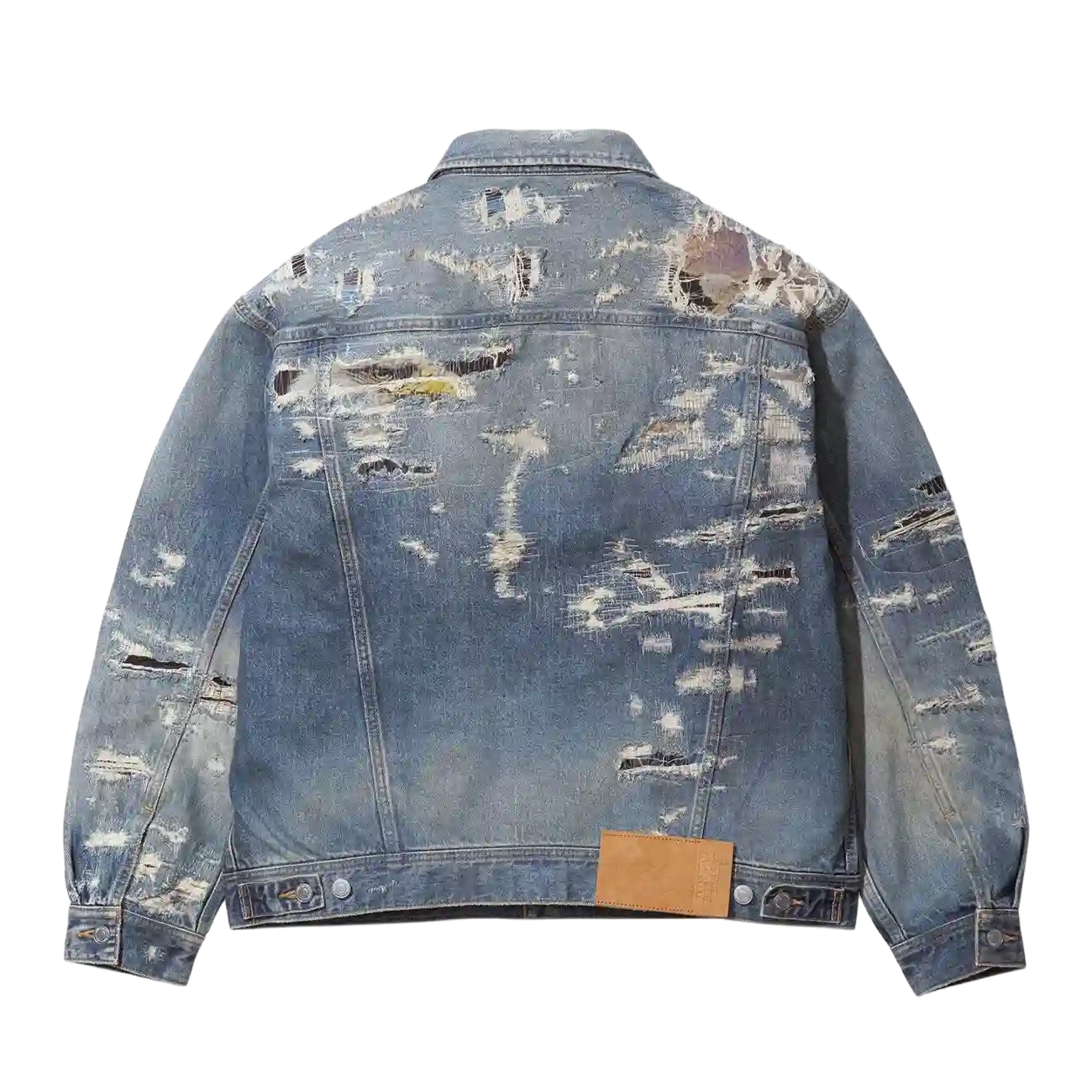 Supreme MM6 Maison Margiela Distressed Selvedge Denim Trucker Jacket Blue