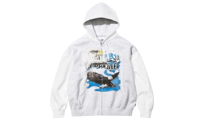 Supreme MM6 Maison Margiela Eagle Zip Up Hooded Sweatshirt White