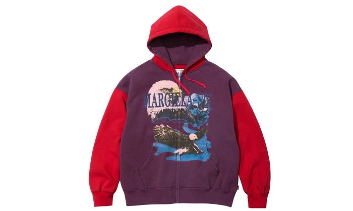 Supreme MM6 Maison Margiela Eagle Zip Up Hooded Sweatshirt Red