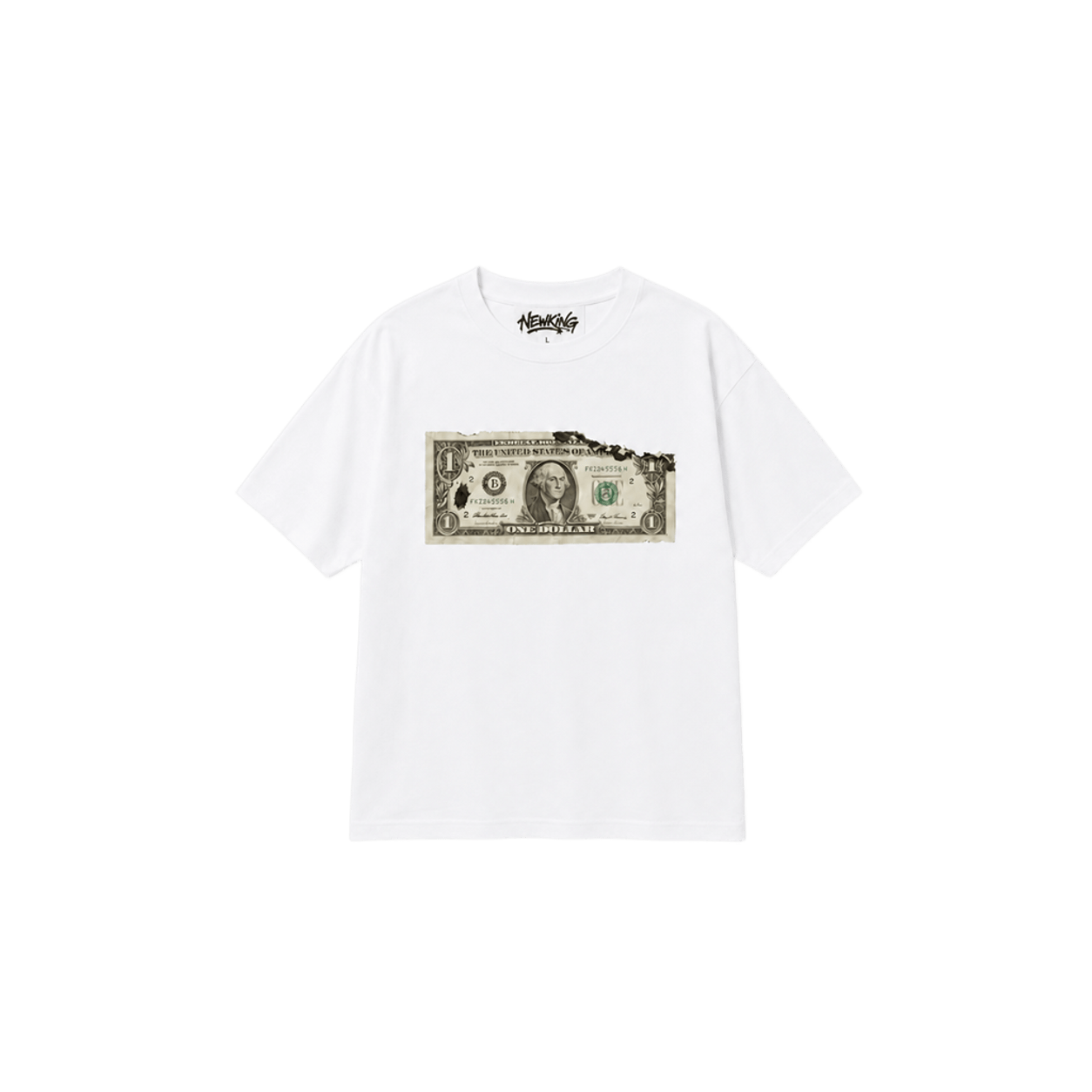 NewKing Burnt Dollar White Tee