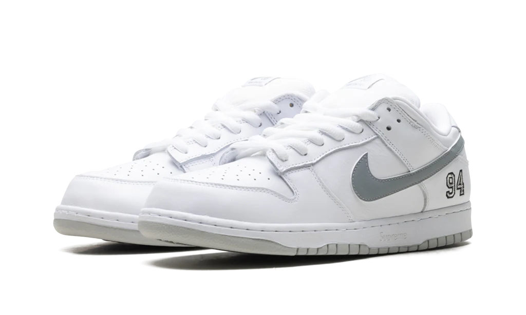 Nike SB Dunk Low Supreme 94 White Metallic Silver