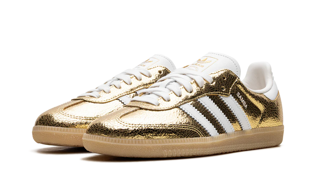 Adidas Samba OG Gold Metallic Cracked Leather (Women's)