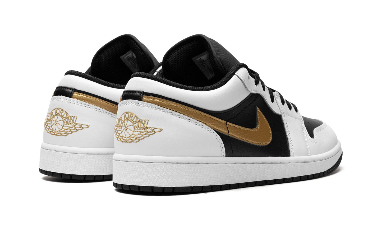 Air Jordan 1 Low White Black Metallic Gold Swoosh