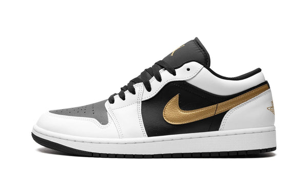 Air Jordan 1 Low White Black Metallic Gold Swoosh