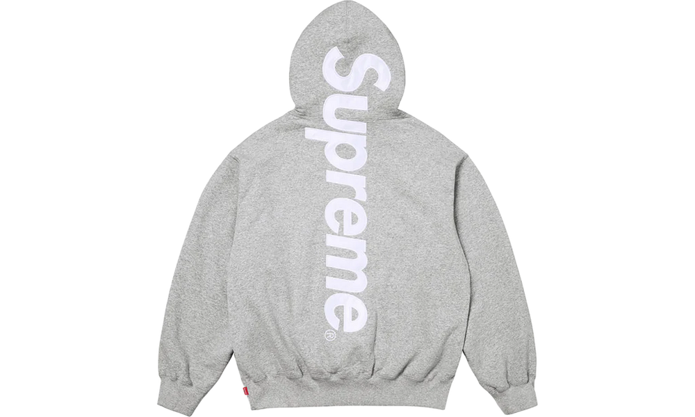 Supreme Satin Appliqué Hooded Sweatshirt (FW25) Heather Grey