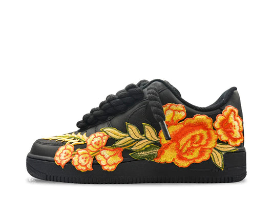 Nike Air Force 1 Low ‘07 Black / Orange Rose Rope Laces