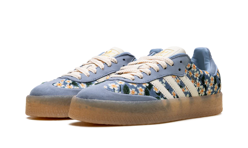 Adidas Sambae Liberty London Floral Embroidery Blue Cream White